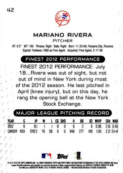 2013 Finest #42 Mariano Rivera Back