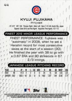 2013 Finest #44 Kyuji Fujikawa Back