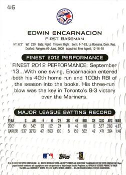 2013 Finest #46 Edwin Encarnacion Back