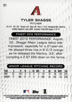 2013 Finest #51 Tyler Skaggs Back