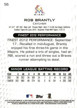 2013 Finest #56 Rob Brantly Back