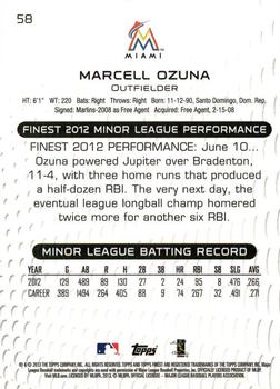 2013 Finest #58 Marcell Ozuna Back