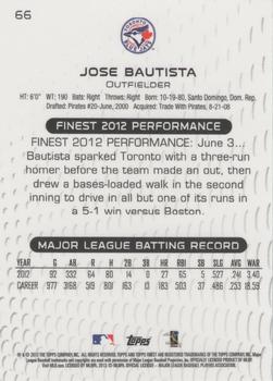 2013 Finest #66 Jose Bautista Back
