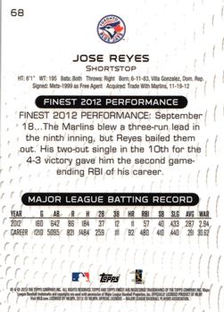 2013 Finest #68 Jose Reyes Back