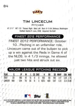 2013 Finest #84 Tim Lincecum Back