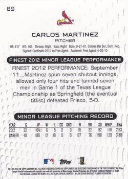 2013 Finest #89 Carlos Martinez Back