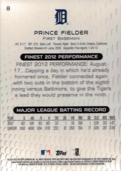 2013 Finest #8 Prince Fielder Back
