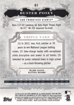 2013 Topps Triple Threads #61 Buster Posey Back
