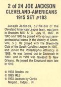 1993 Cracker Jack 1915 Replicas #2 Shoeless Joe Jackson Back
