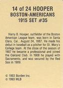 1993 Cracker Jack 1915 Replicas #14 Harry Hooper Back