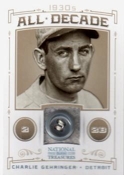 2012 Panini National Treasures - All Decade Materials Prime Button #20 Charlie Gehringer Front