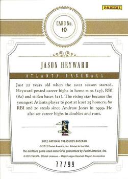 2012 Panini National Treasures - Treasure Materials #10 Jason Heyward Back