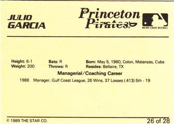 1989 Star Princeton Pirates #26 Julio Garcia Back
