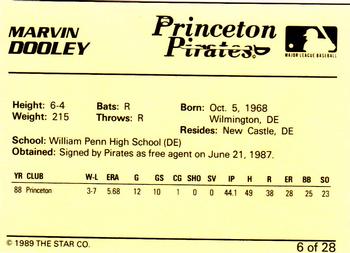 1989 Star Princeton Pirates #6 Marvin Dooley Back