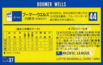 1990 Lotte Gum #37 Boomer Wells Back