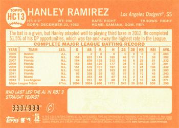 2013 Topps Heritage - Chrome #HC13 Hanley Ramirez Back