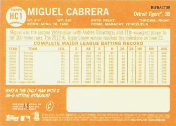 2013 Topps Heritage - Chrome Gold Refractors #HC1 Miguel Cabrera Back