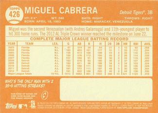 2013 Topps Heritage - Mini #426 Miguel Cabrera Back