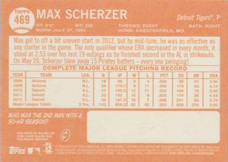 2013 Topps Heritage - Mini #469 Max Scherzer Back
