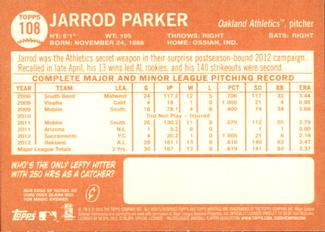2013 Topps Heritage - Mini #108 Jarrod Parker Back