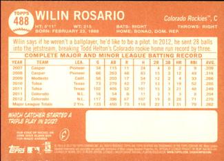 2013 Topps Heritage - Mini #488 Wilin Rosario Back