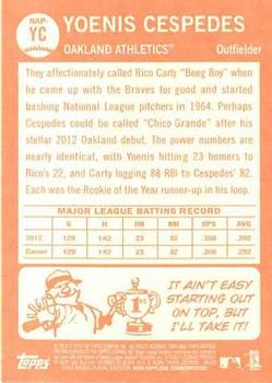 2013 Topps Heritage - New Age Performers #NAP-YC Yoenis Cespedes Back