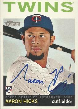2013 Topps Heritage - Real One Autographs #ROA-AH Aaron Hicks Front
