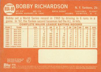2013 Topps Heritage - Real One Autographs #ROA-BR Bobby Richardson Back