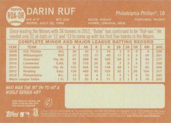 2013 Topps Heritage - Real One Autographs #ROA-DR Darin Ruf Back