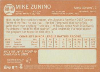 2013 Topps Heritage - Real One Autographs #ROA-MZ Mike Zunino Back