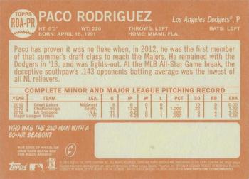 2013 Topps Heritage - Real One Autographs #ROA-PR Paco Rodriguez Back