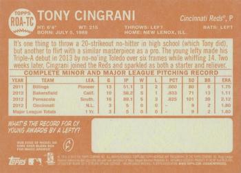 2013 Topps Heritage - Real One Autographs #ROA-TC Tony Cingrani Back