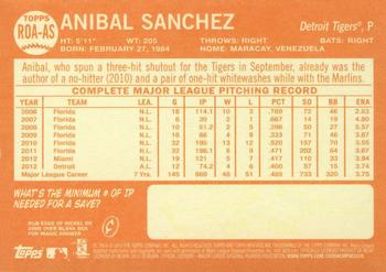 2013 Topps Heritage - Real One Autographs #ROA-AS Anibal Sanchez Back