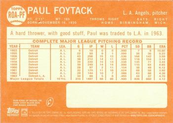 2013 Topps Heritage - Real One Autographs #ROA-PF Paul Foytack Back