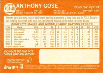 2013 Topps Heritage - Real One Autographs Red Ink #ROA-AG Anthony Gose Back