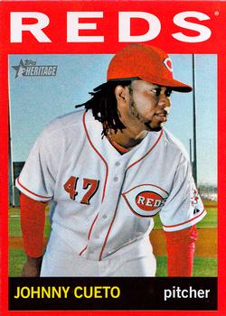 2013 Topps Heritage - Red Border #330 Johnny Cueto Front