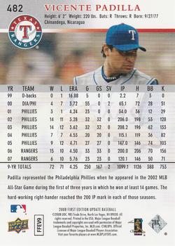 2008 Upper Deck First Edition #482 Vicente Padilla Back