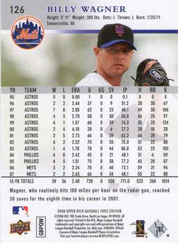 2008 Upper Deck First Edition #126 Billy Wagner Back