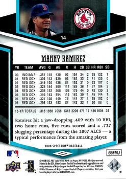 2008 Upper Deck Spectrum #14 Manny Ramirez Back