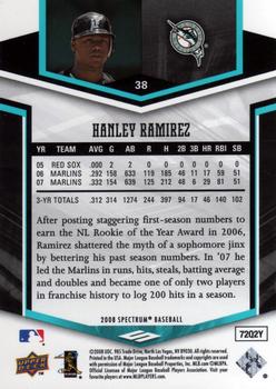 2008 Upper Deck Spectrum #38 Hanley Ramirez Back