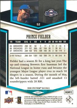 2008 Upper Deck Spectrum #52 Prince Fielder Back