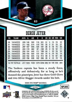 2008 Upper Deck Spectrum #63 Derek Jeter Back