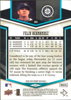 2008 Upper Deck Spectrum #84 Felix Hernandez Back