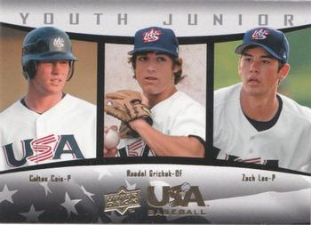 2008 Upper Deck USA Baseball Box Set #57 Colton Cain / Randal Grichuk / Zach Lee Front