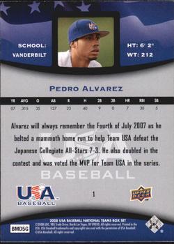 2008 Upper Deck USA Baseball Box Set #1 Pedro Alvarez Back