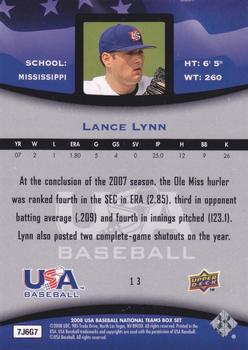 2008 Upper Deck USA Baseball National Team Lance Lynn #USA-15