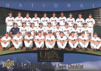 2008 Upper Deck USA Baseball Box Set #27 USA Baseball National Team Checklist Front