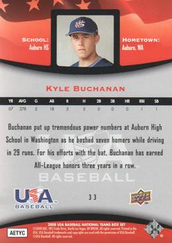 2008 Upper Deck USA Baseball Box Set #33 Kyle Buchanan Back