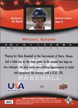 2008 Upper Deck USA Baseball Box Set #34 Mychal Givens Back
