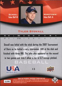 2008 Upper Deck USA Baseball Box Set #48 Tyler Stovall Back